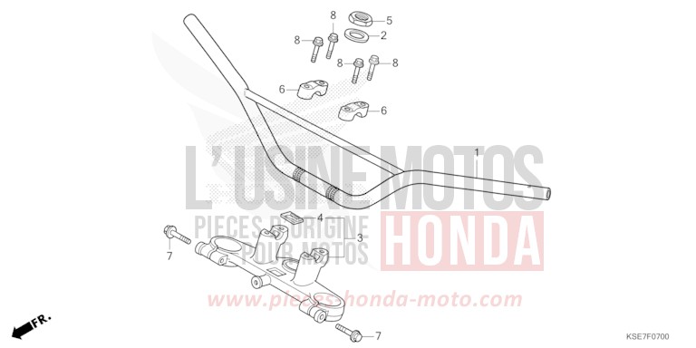 HANDLE PIPE/TOP BRIDGE for CRF150R "Big wheels" EXTREME RED (R292) from 2022